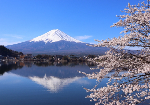 河口湖から見た逆さ富士